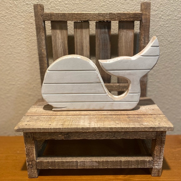 Whitewashed Whale Wood Decor, White Whale Decor, Whale Sign, Ocean Life Decor - Picture 2 of 11